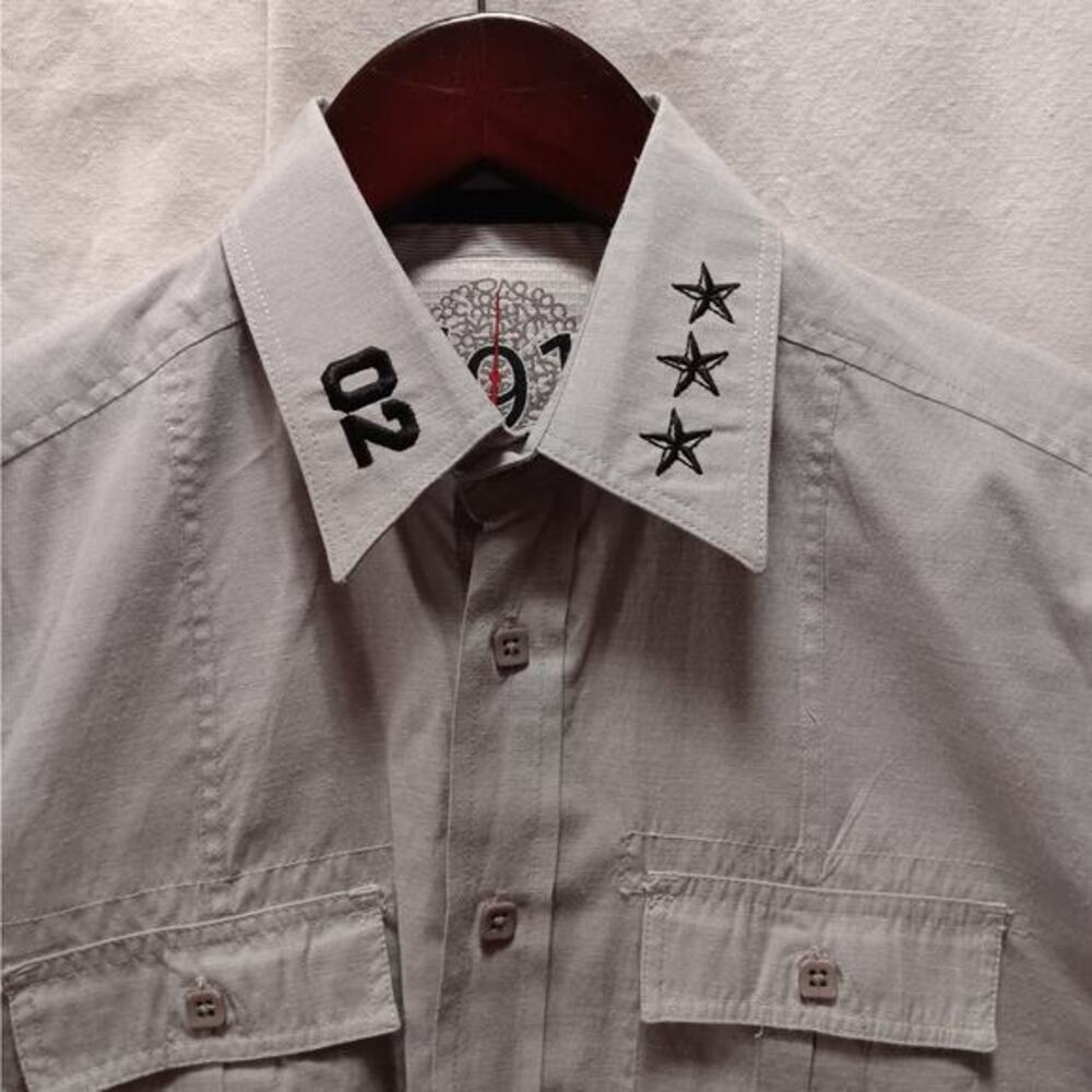 191 Unlimited Boys Large Short Sleeved Button-up Shirt Top Gray
